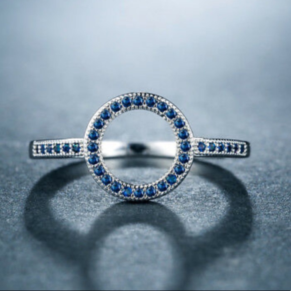 New Stamped 925 Silver Blue sapphires Ring - Picture 2 of 3